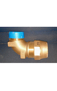 Ford Meter Box 2" Brass 90 degree elbow CTS x MIP Threaded